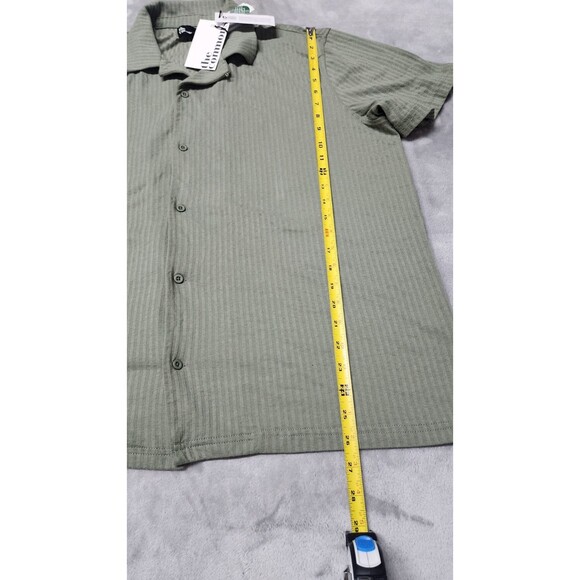 The Commons Men's Green Large Textured Cotton Blend Knit Short Sleeve Shirt NWT - Picture 7 of 9